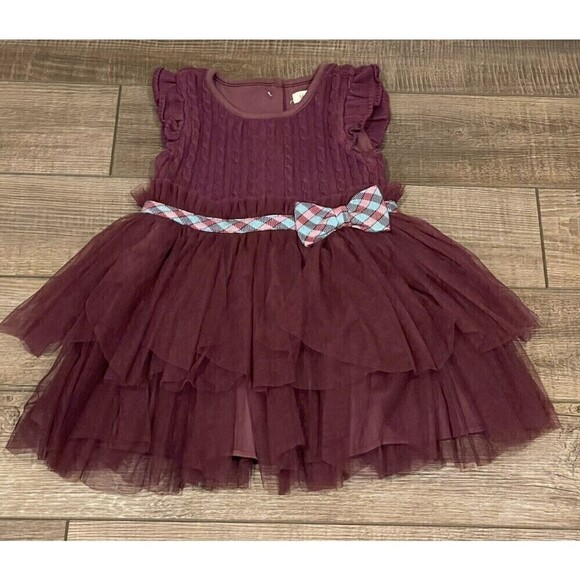Matilda Jane Soiree Dress Once Upon A Time Sweater Tulle Plum Size 18-24 Months - Picture 3 of 11